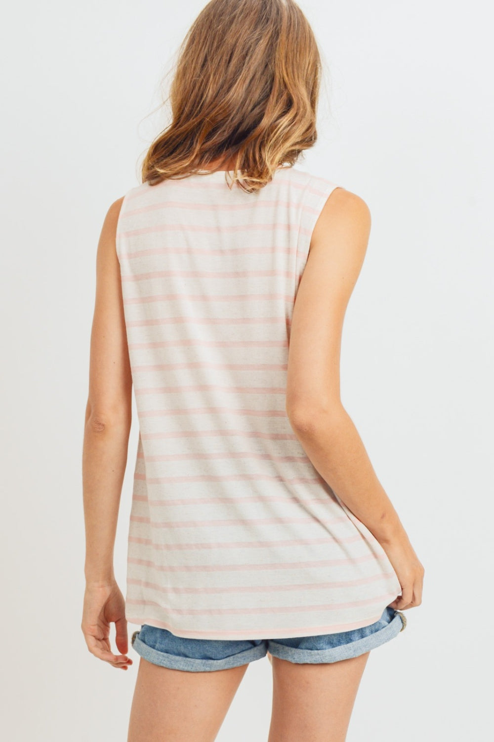 Cotton Bleu by Nu Label Sleeveless Front Tie Striped Top - AllIn Computer