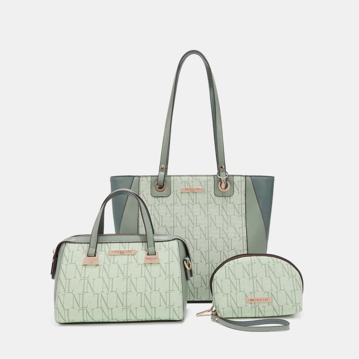 Nicole Lee USA 3-Piece Letter Print Texture Handbag Set - AllIn Computer