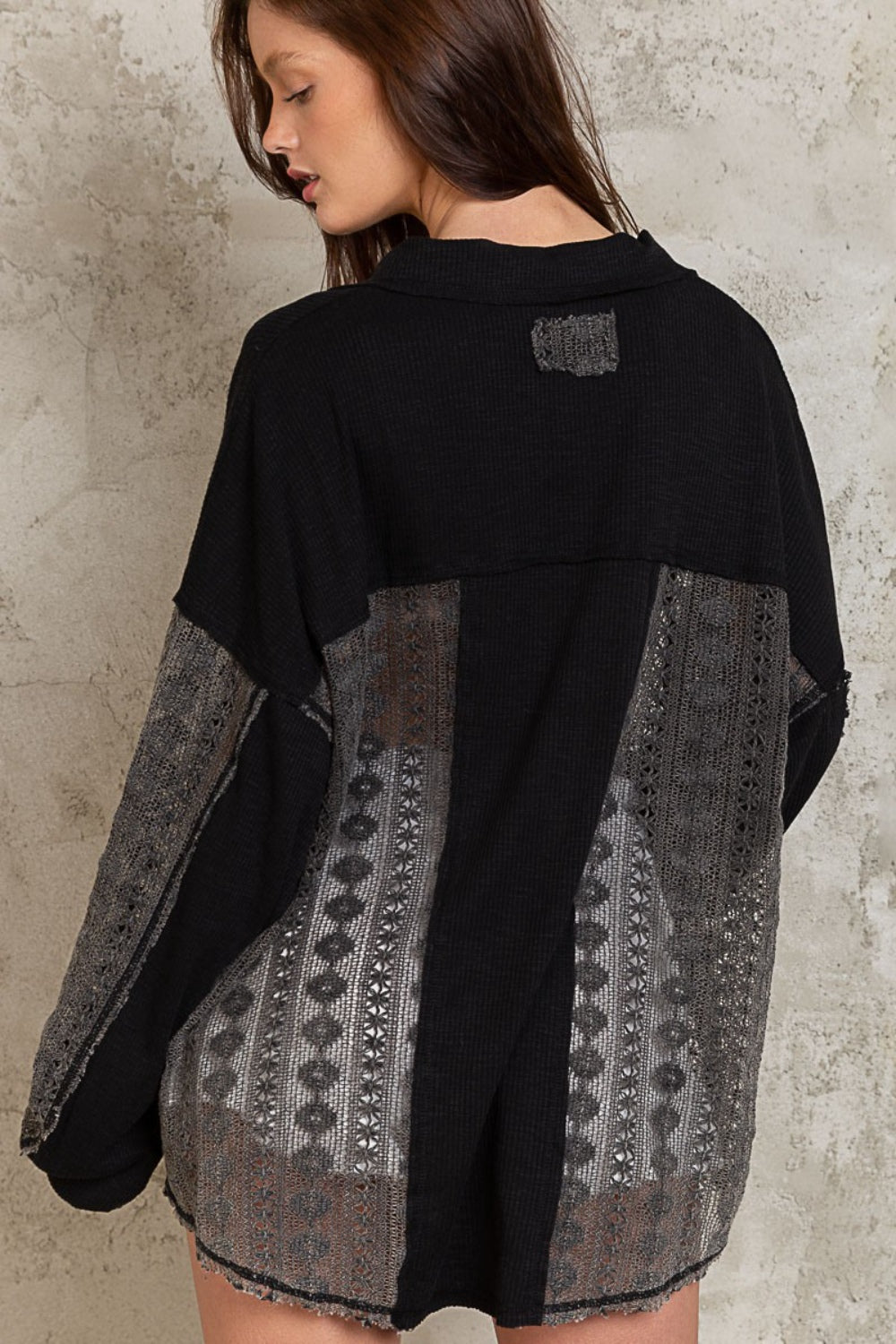 POL Johnny Collar Long Sleeve Lace Blouse - AllIn Computer