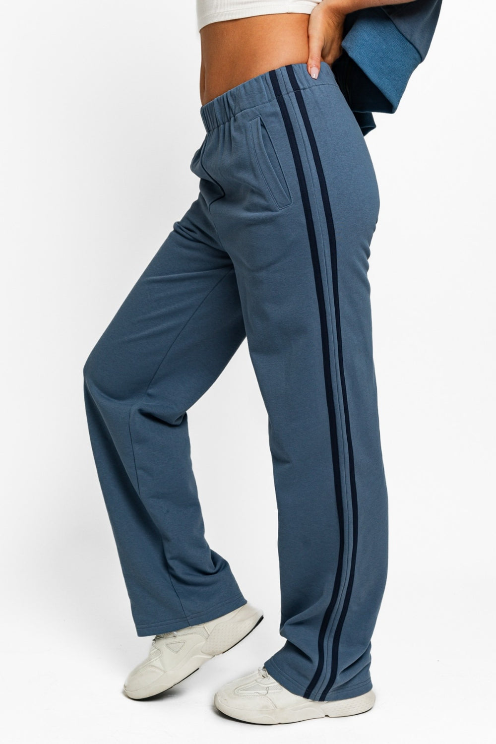 Tasha Apparel High Waist Side Stripes Straight Track Sweatpants - AllIn Computer