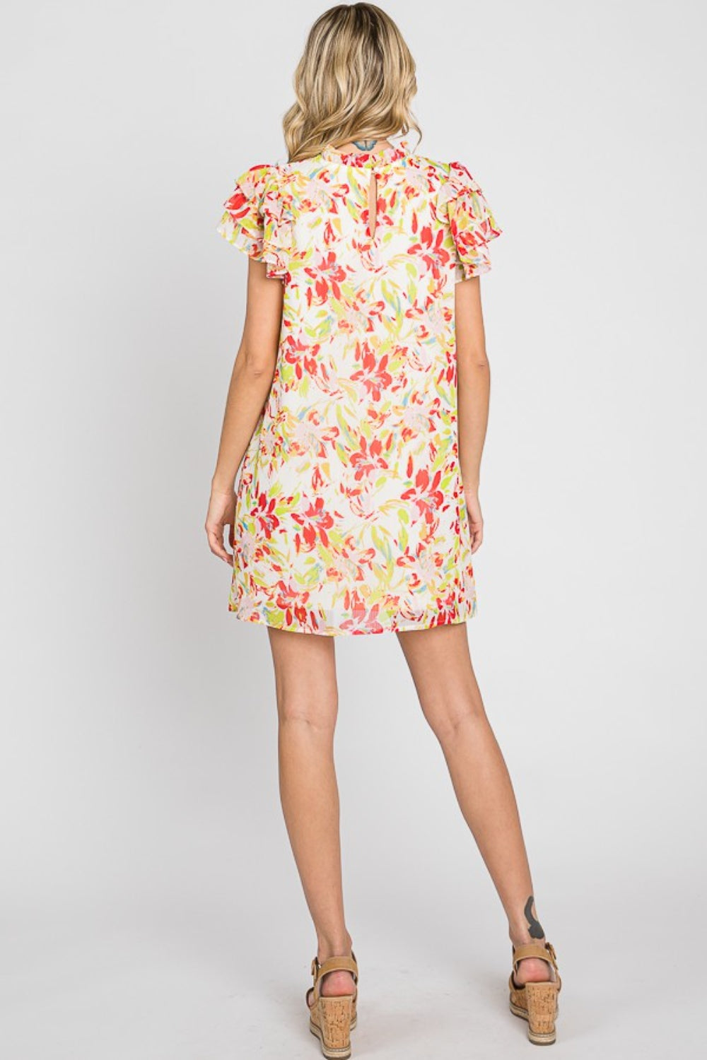 GeeGee Floral Short Sleeve Mini Dress - AllIn Computer