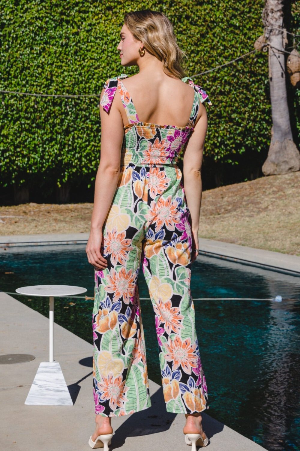 ODDI Full Size Floral Sleeveless Wide Leg Jumpsuit - AllIn Computer