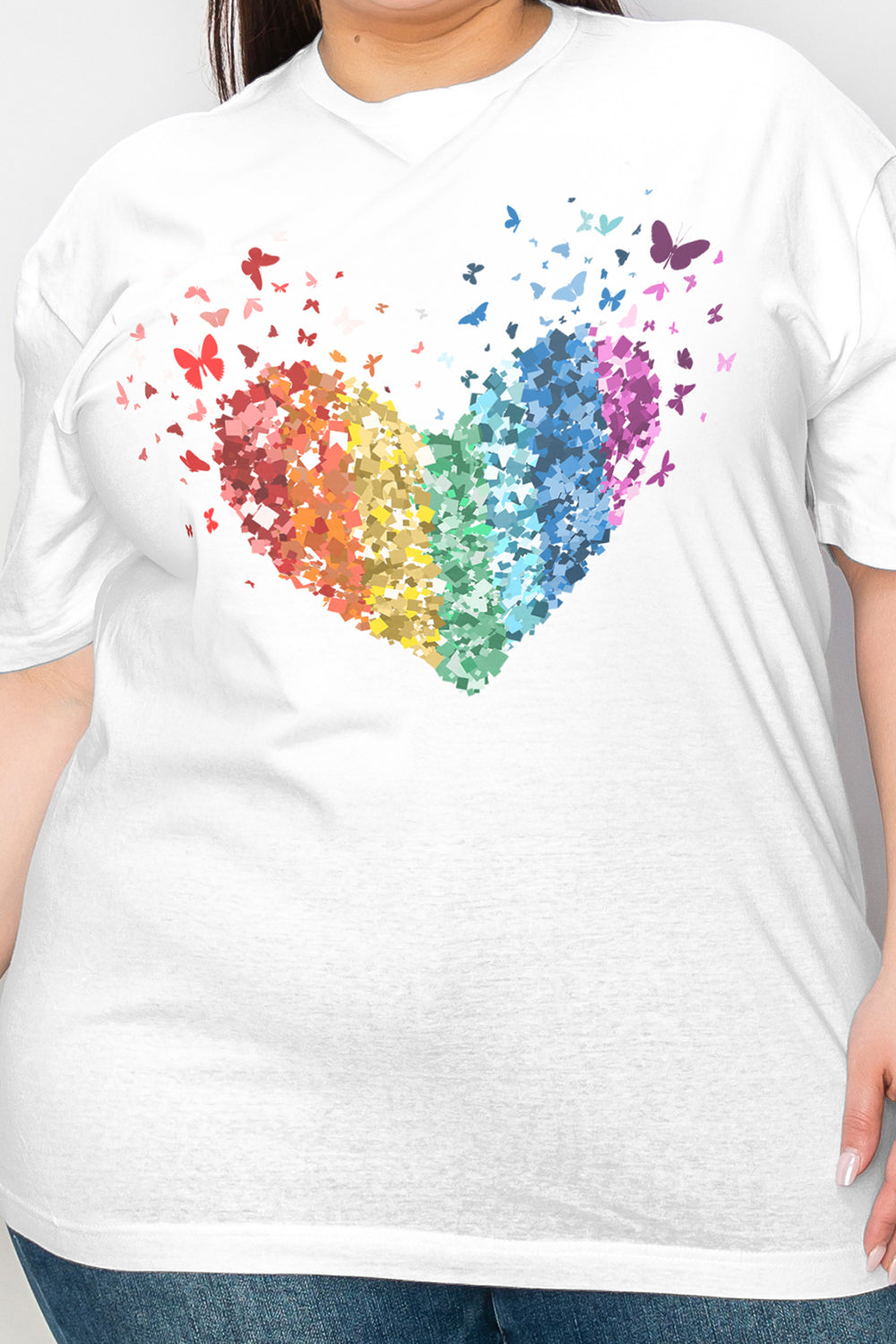 Simply Love Full Size Rainbow Heart Graphic T-Shirt - AllIn Computer