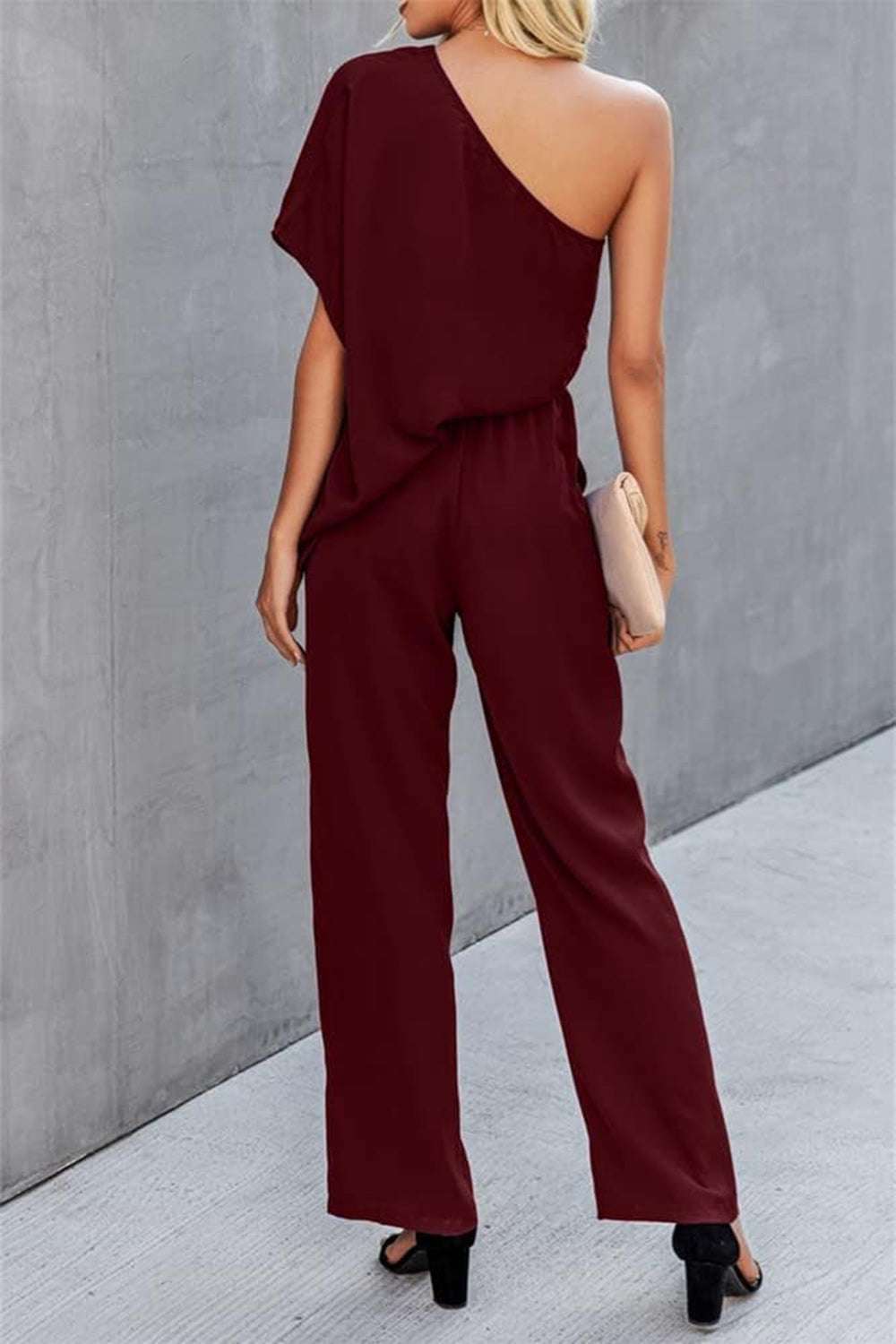 Single Shoulder Short Sleeve Jumpsuit - AllIn Computer