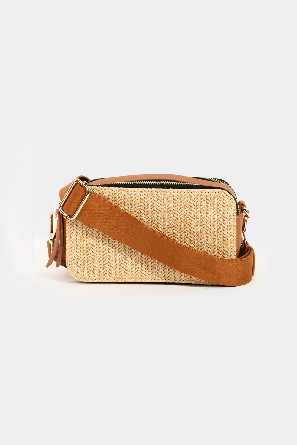 Fame Straw Contrast Crossbody Bag - AllIn Computer
