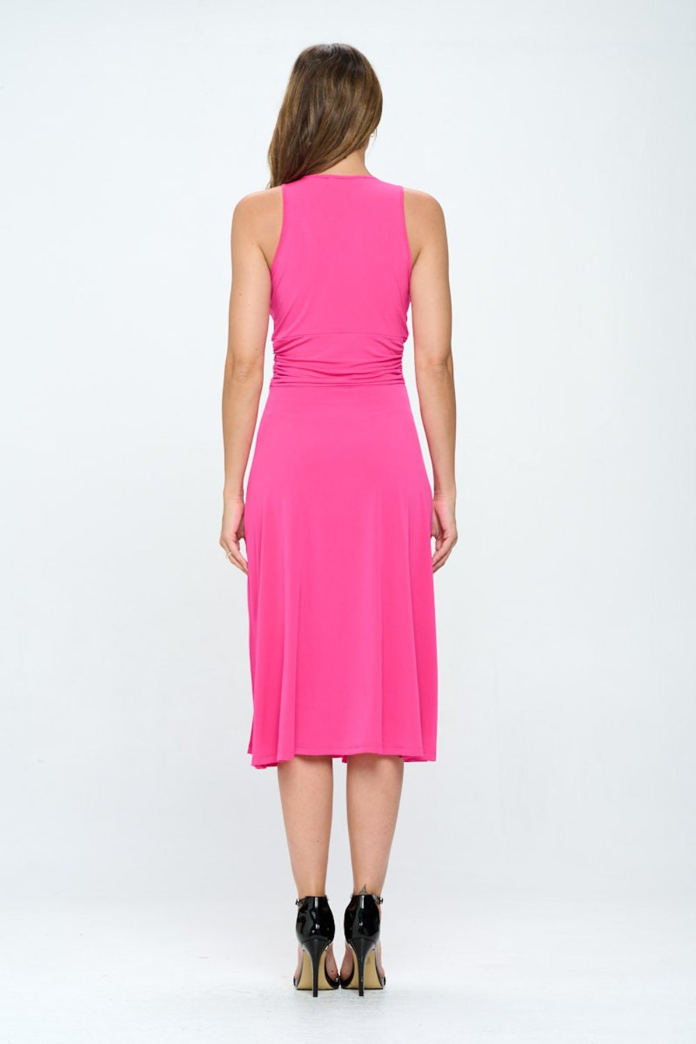 RENEE C Ruched Waist Sleeveless Slit Dress - AllIn Computer