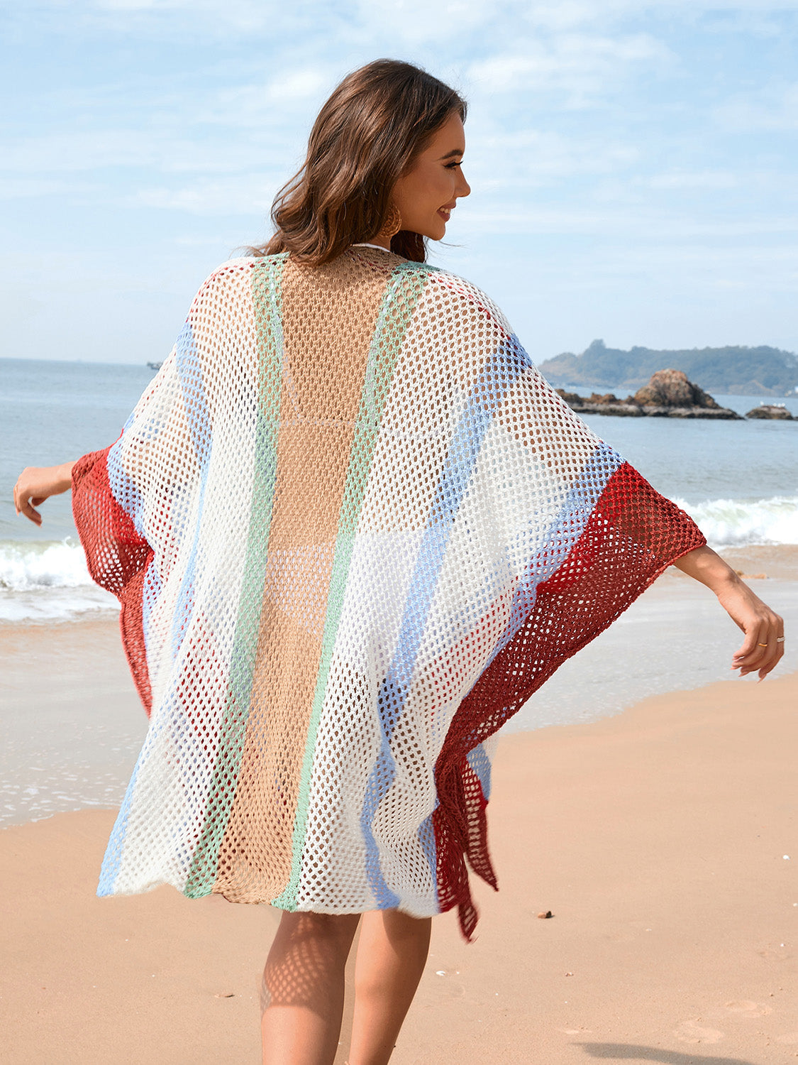 Openwork Color Block Plunge Cover-Up - AllIn Computer