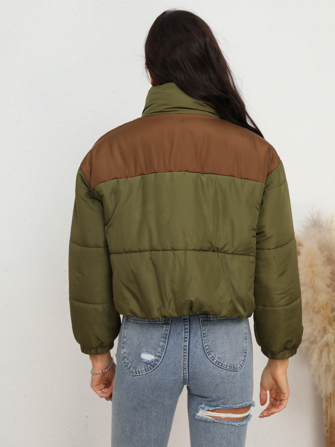 Two-Tone Zip-Up Puffer Jacket - AllIn Computer