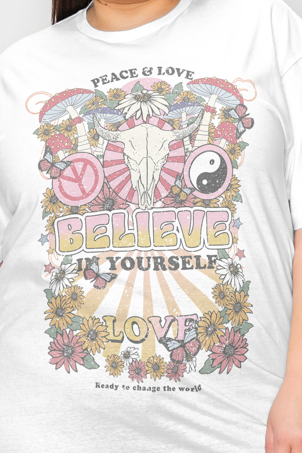 Simply Love Full Size Peace and Love Graphic T-Shirt - AllIn Computer