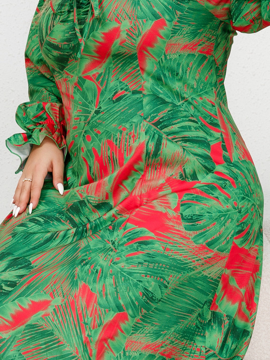 Plus Size Ruffled Square Neck Flounce Sleeve Dress - AllIn Computer