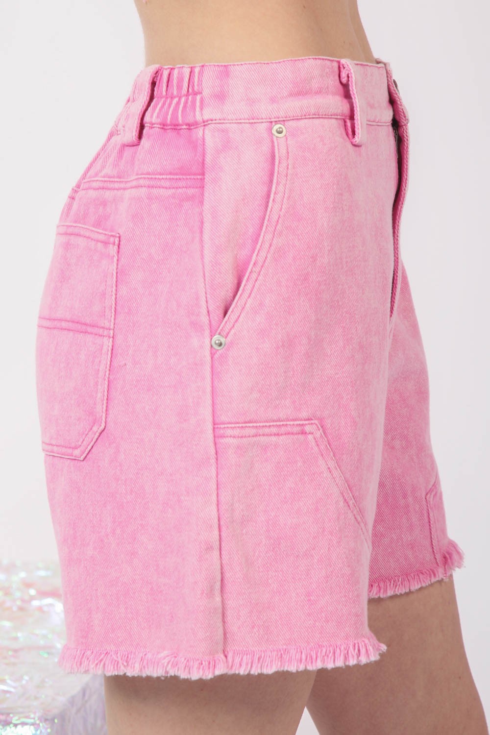 VERY J Washed Raw Hem Denim Shorts - AllIn Computer