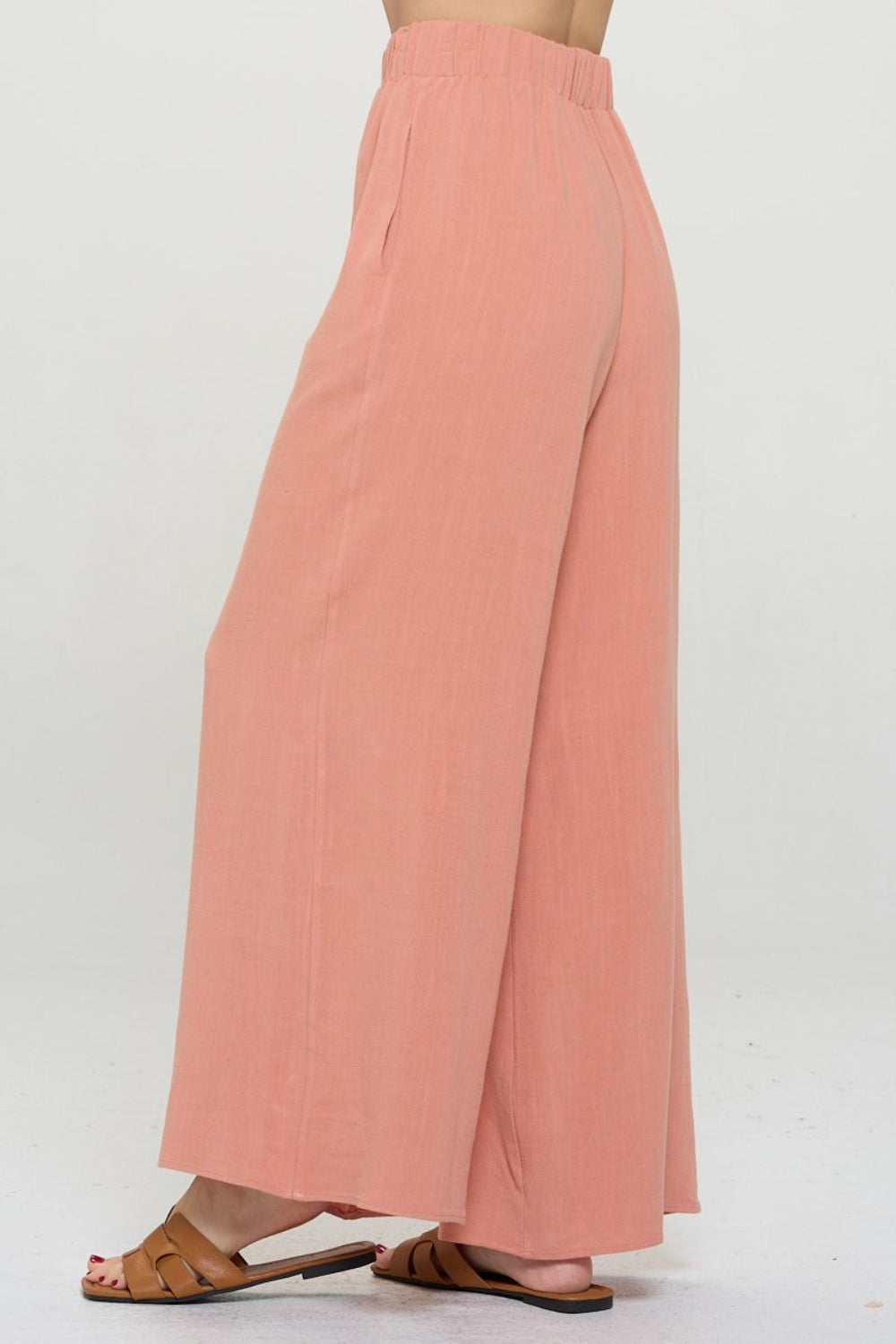 RENEE C Linen Wide Leg Pants with Pockets - AllIn Computer