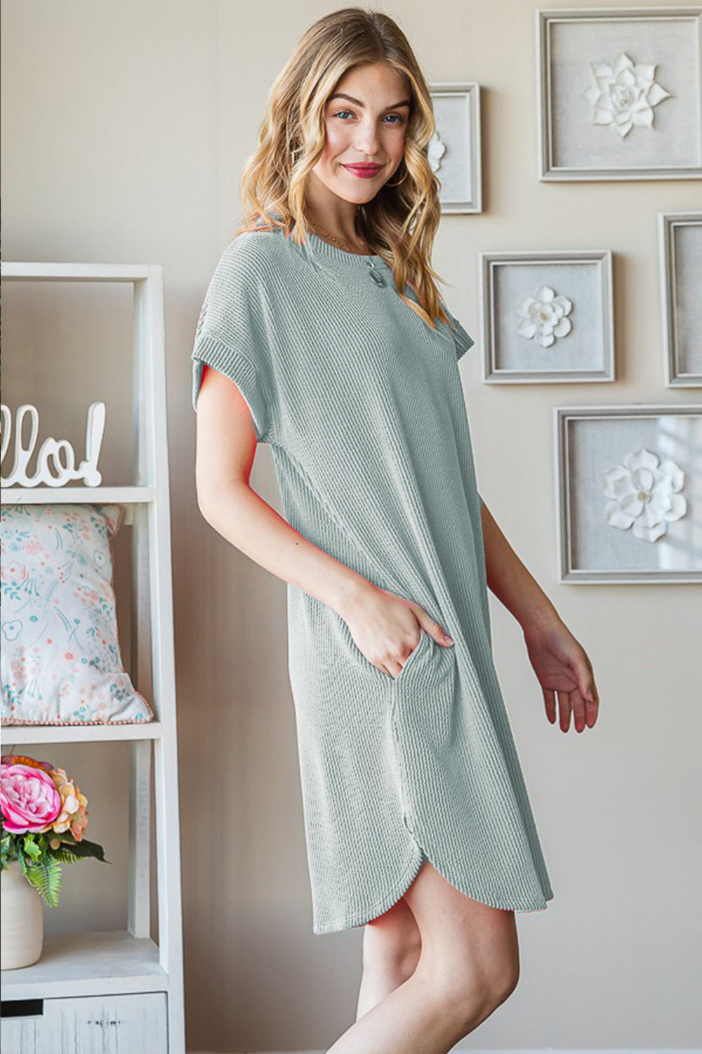 Heimish Full Size Ribbed Round Neck Short Sleeve Tee Dress - AllIn Computer