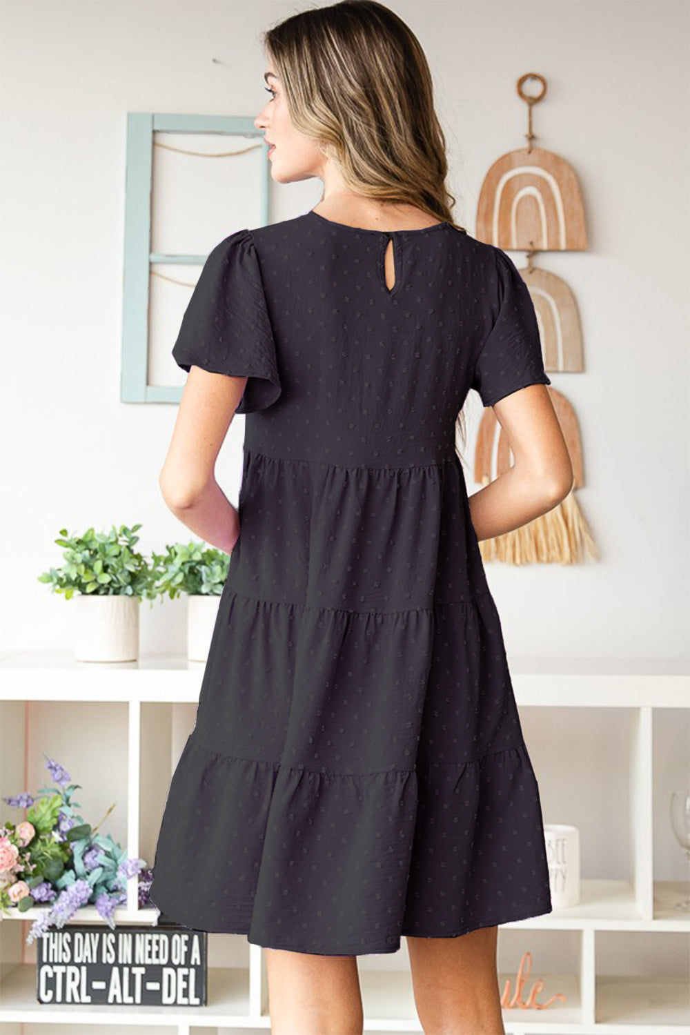 Heimish Swiss Dot Short Sleeve Tiered Dress - AllIn Computer