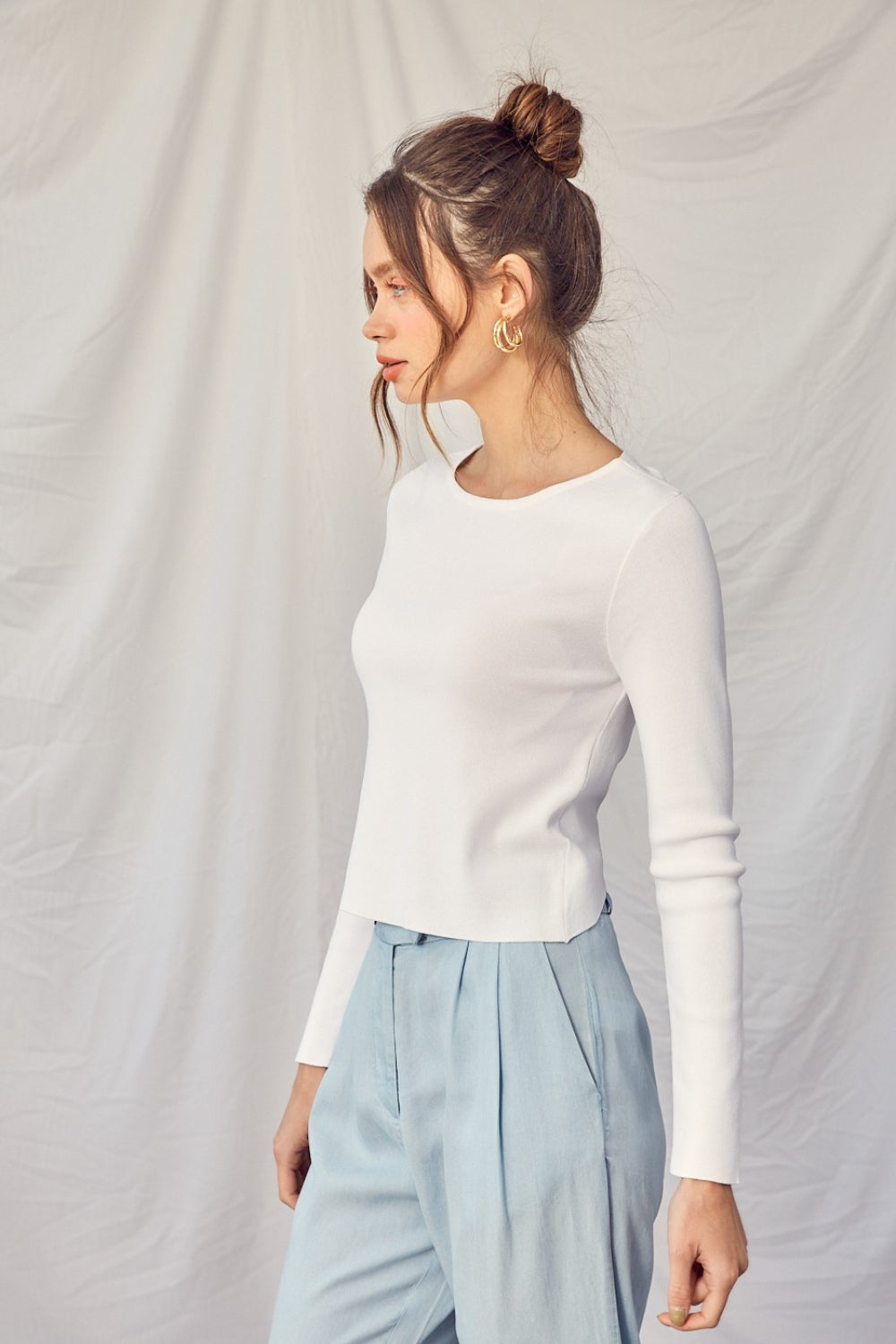 Idem Ditto Twisted Backless Long Sleeve Knit Top - AllIn Computer