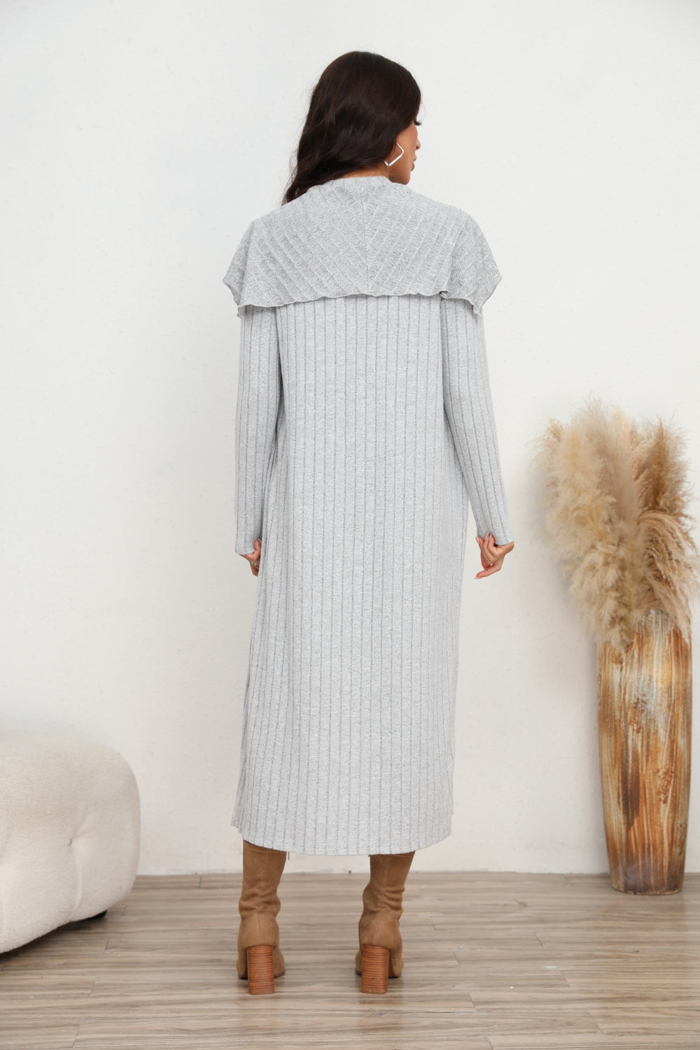 Slit Dress and Longline Cardigan Set - AllIn Computer