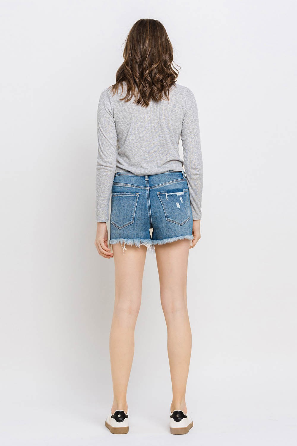 Vervet by Flying Monkey Distressed Raw Hem Denim Shorts - AllIn Computer