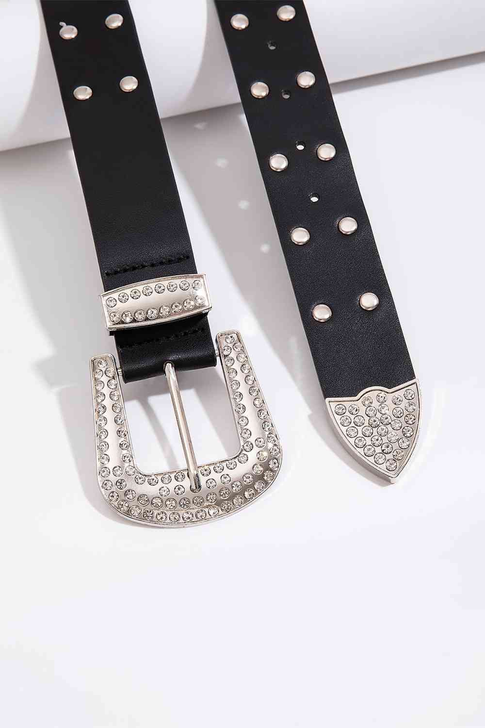 Double Row Studded PU Leather Belt - AllIn Computer
