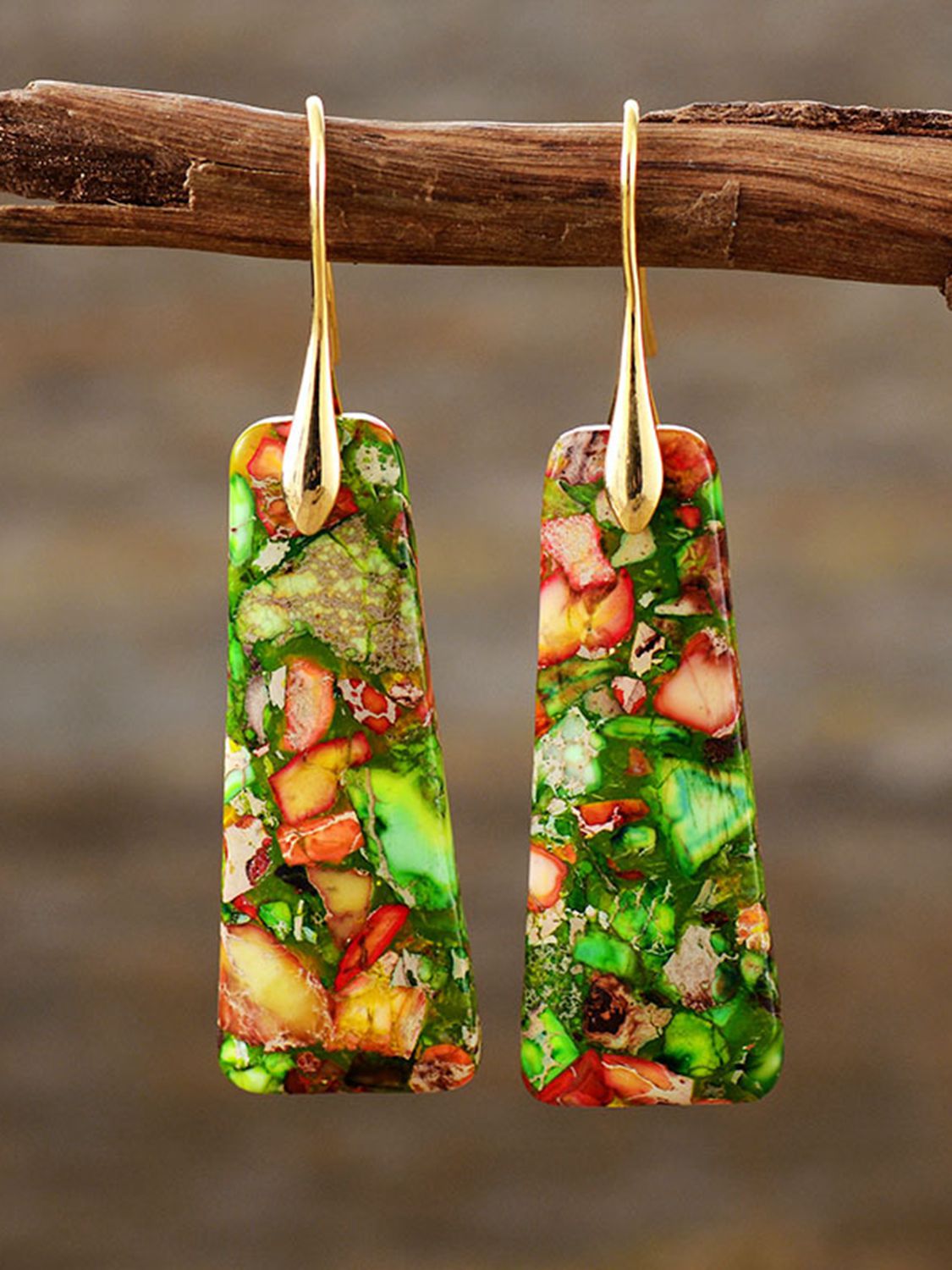 Geometrical Shape Imperial Jasper Dangle Earrings - AllIn Computer