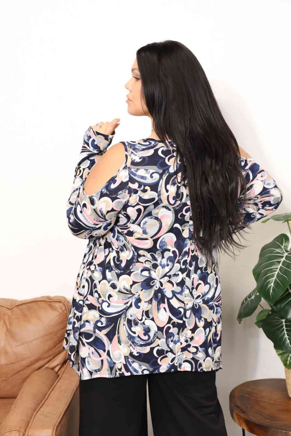 Sew In Love Full Size Long Sleeve Flower Print Blouse - AllIn Computer