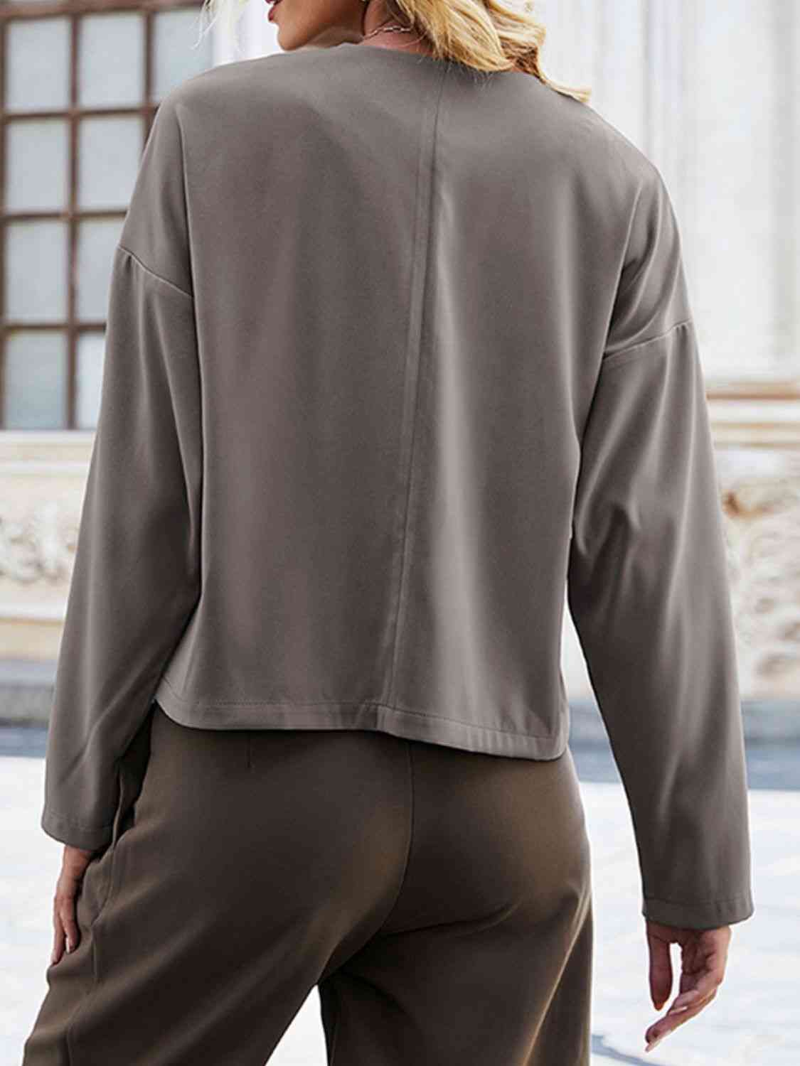 Open Front Dropped Shoulder Jacket - AllIn Computer