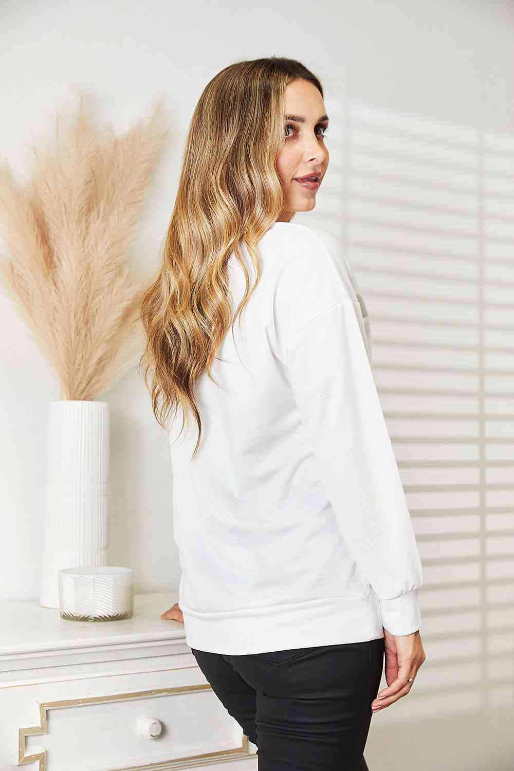 Simply Love Graphic Dropped Shoulder Round Neck Sweatshirt - AllIn Computer