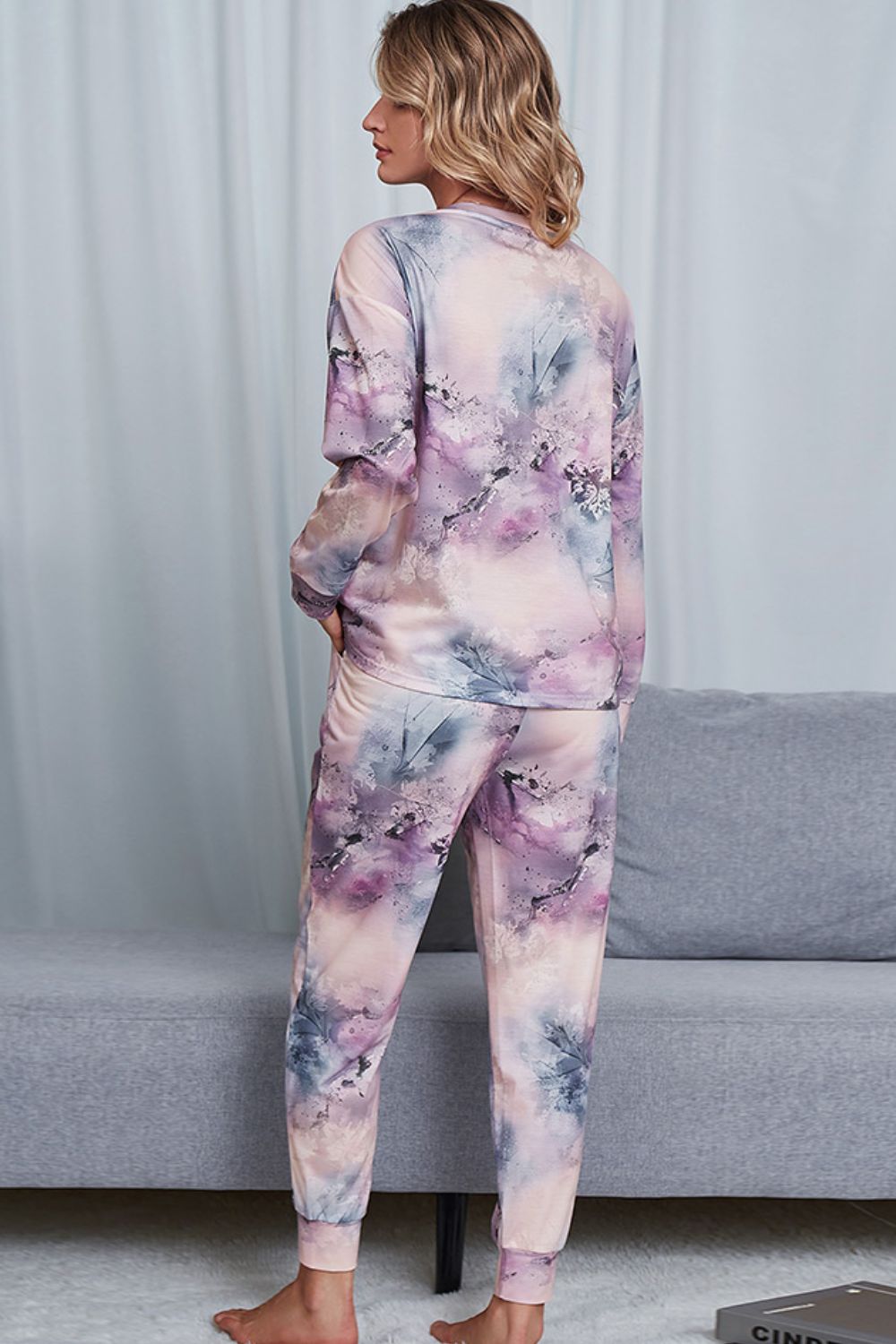 Tie-Dye Crewneck Top and Drawstring Waist Joggers Lounge Set - AllIn Computer