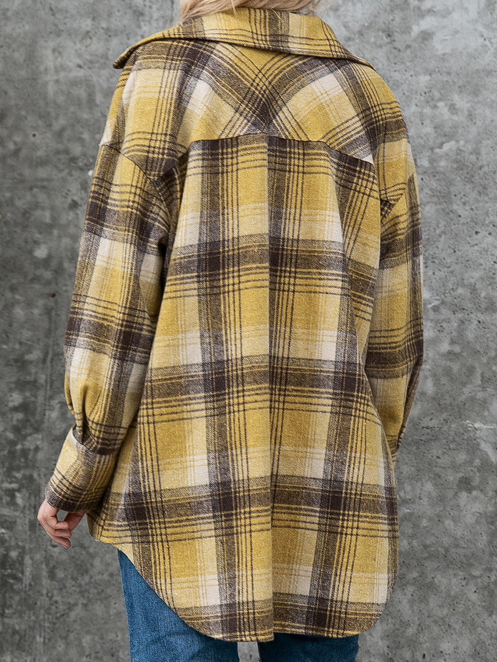 Plaid Collared Neck Long Sleeve Shirt - AllIn Computer