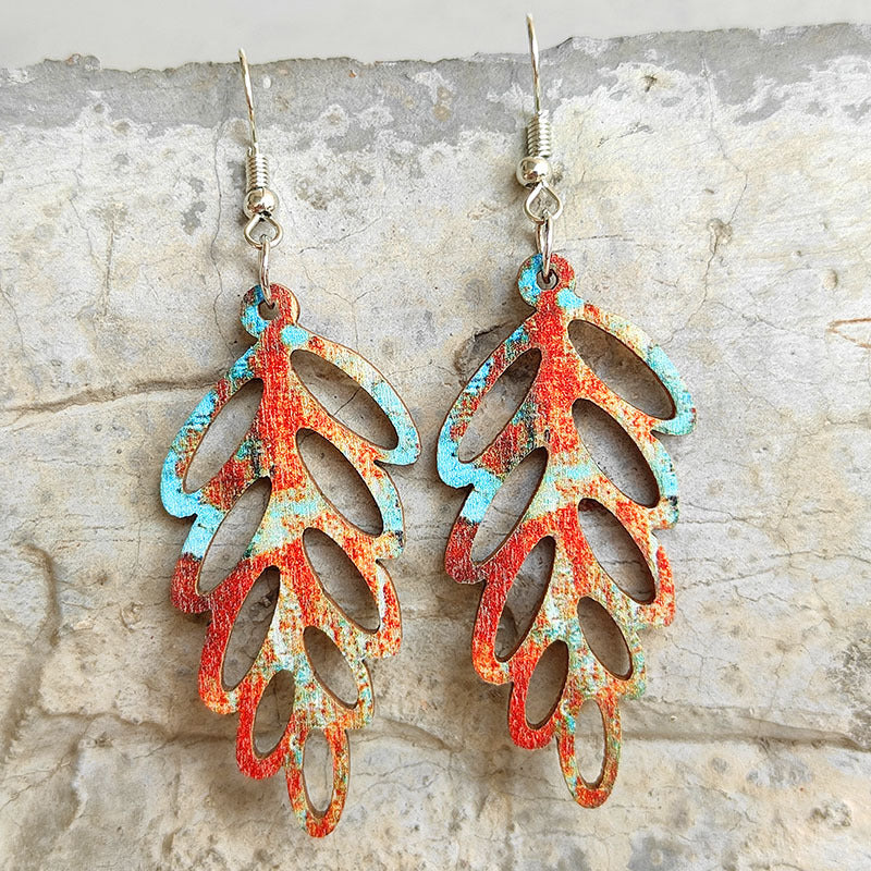 Leaf Shape Wooden Dangle Earrings - AllIn Computer
