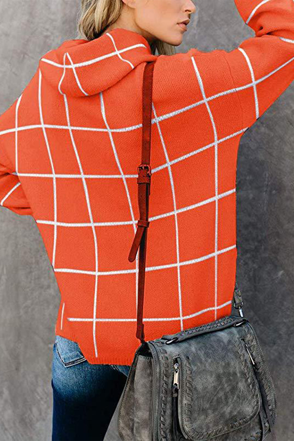 Plaid Turtleneck Drop Shoulder Sweater - AllIn Computer
