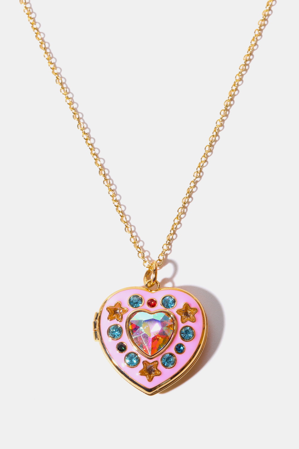 Rhinestone Decor Heart Box Pendant Necklace - AllIn Computer