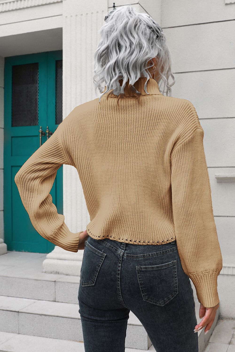 Turtleneck Dropped Shoulder Sweater - AllIn Computer