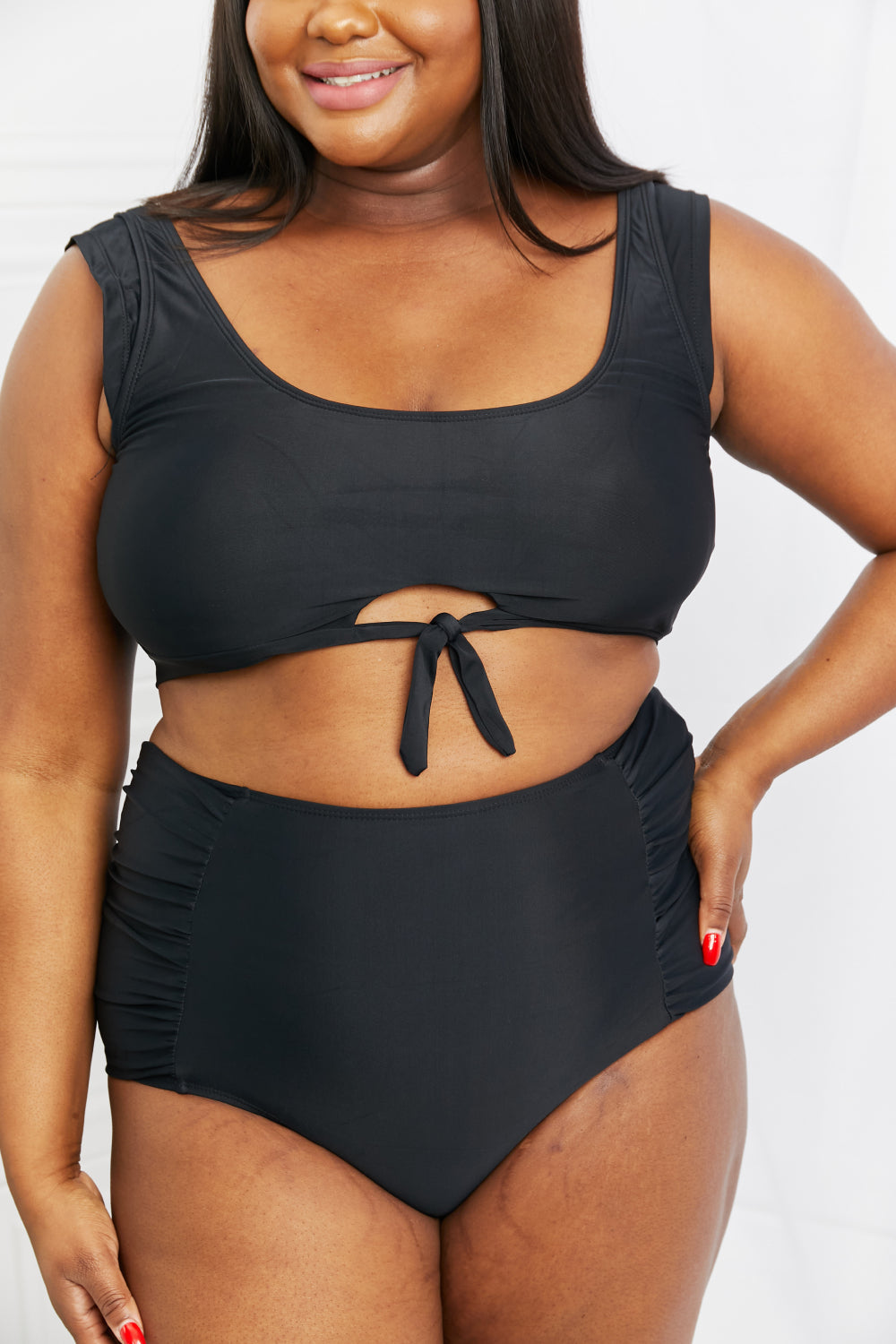 Marina West Swim Sanibel Crop Swim Top and Ruched Bottoms Set in Black - AllIn Computer