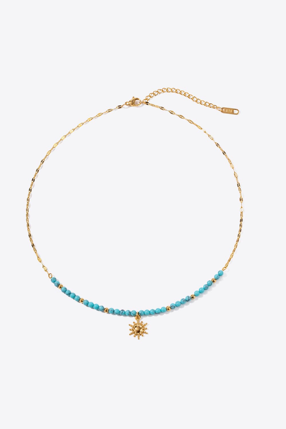 Turquoise Beaded 18K Gold-Plated Sun Shape Pendant Necklace - AllIn Computer