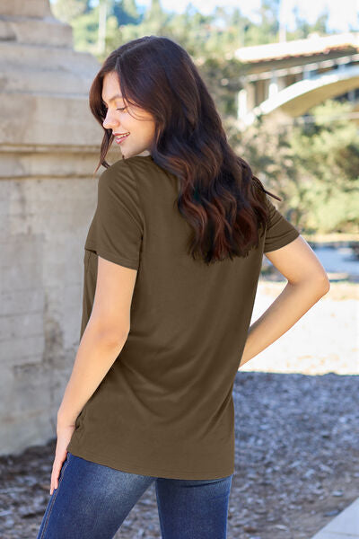 Basic Bae Full Size V-Neck Short Sleeve T-Shirt - AllIn Computer