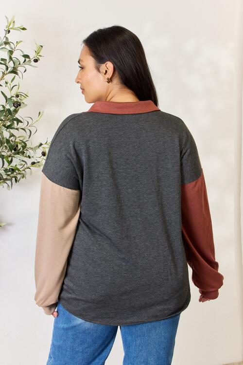 Heimish Full Size Color Block Button Down Shacket - AllIn Computer