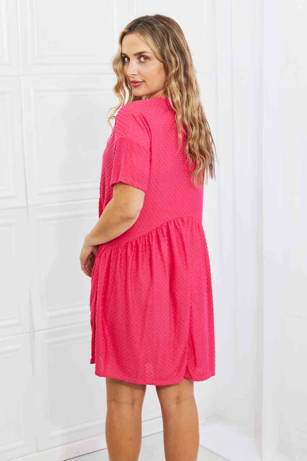 BOMBOM Another Day Swiss Dot Casual Dress in Fuchsia - AllIn Computer