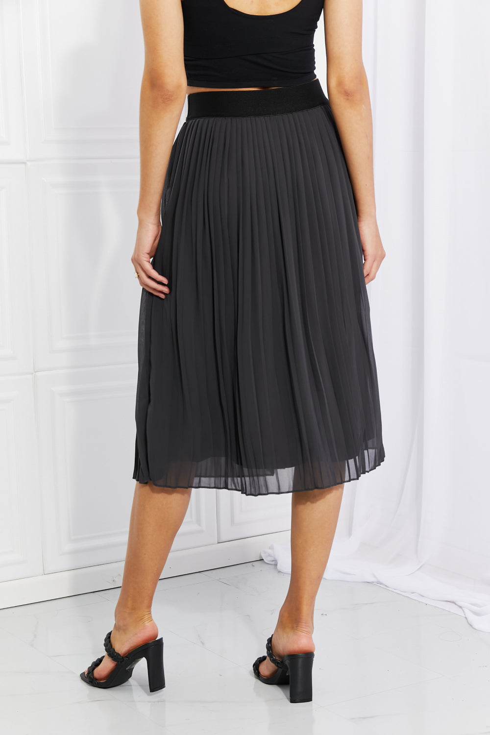 Zenana Full Size Romantic At Heart Pleated Chiffon Midi Skirt - AllIn Computer