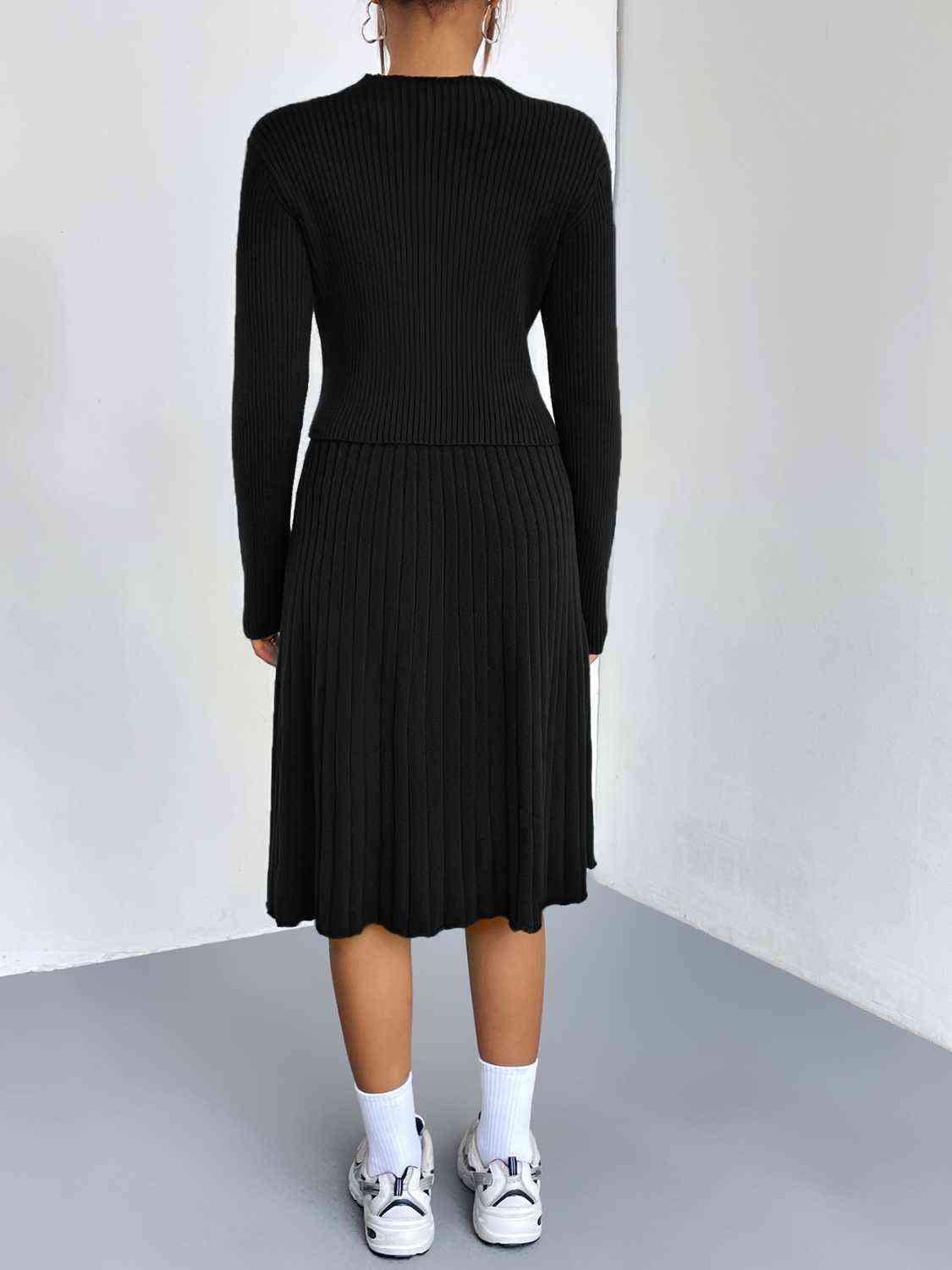 Rib-Knit Sweater and Skirt Set - AllIn Computer