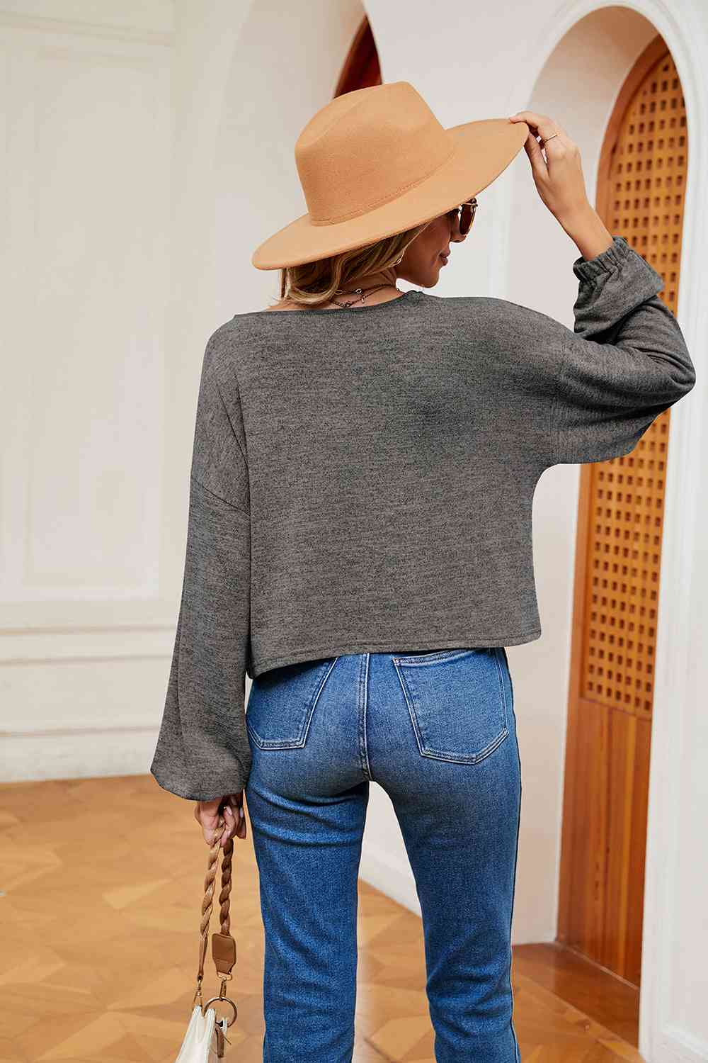 V-Neck Long Sleeve Top - AllIn Computer