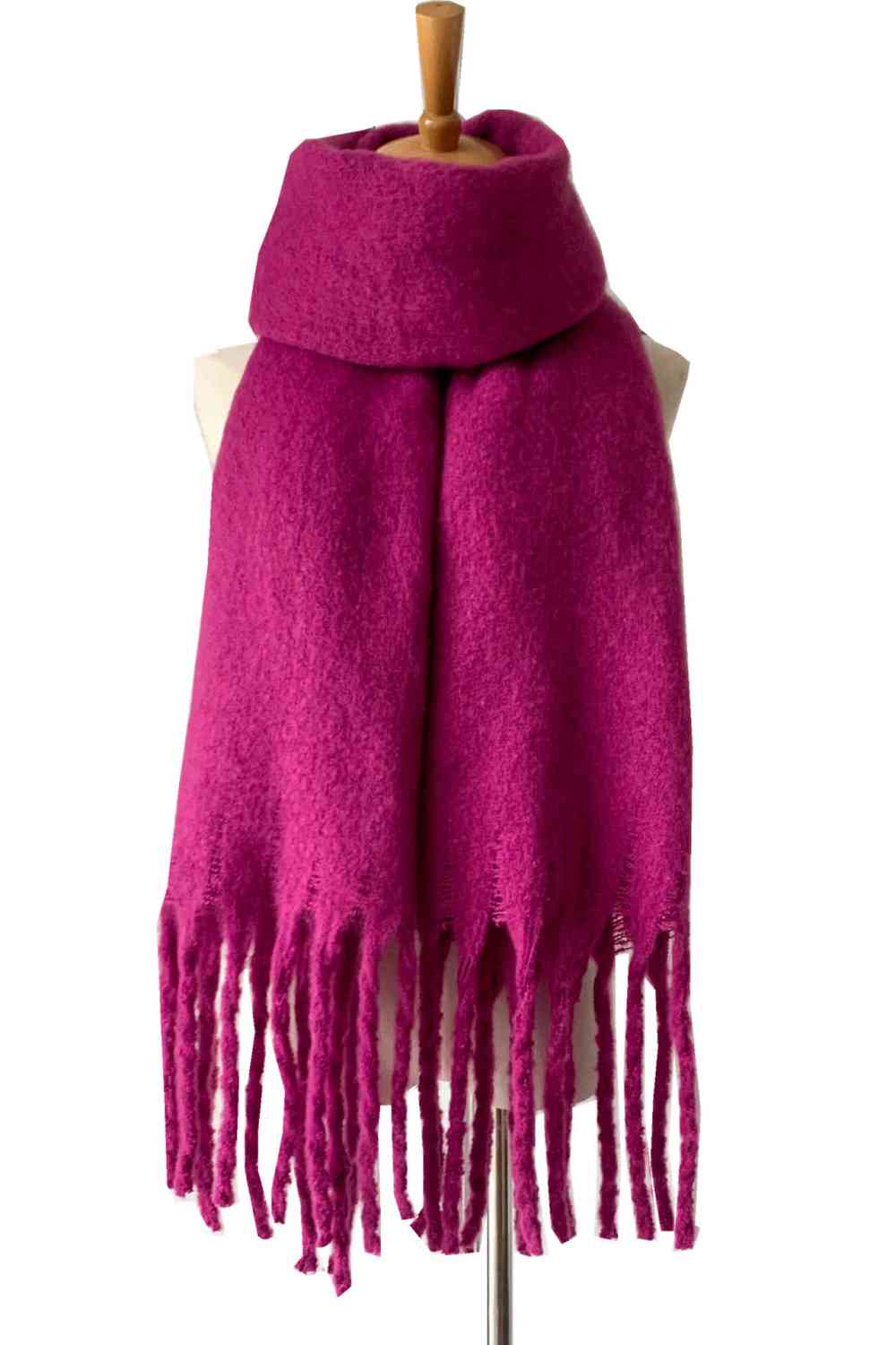 Fringe Detail Polyester Scarf - AllIn Computer