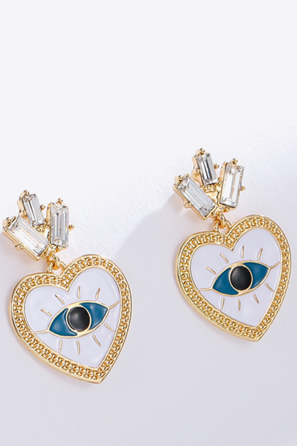 Evil Eye Heart-Shaped Drop Earrings - AllIn Computer