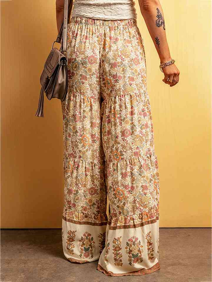 Floral Tiered Wide Leg Pants - AllIn Computer