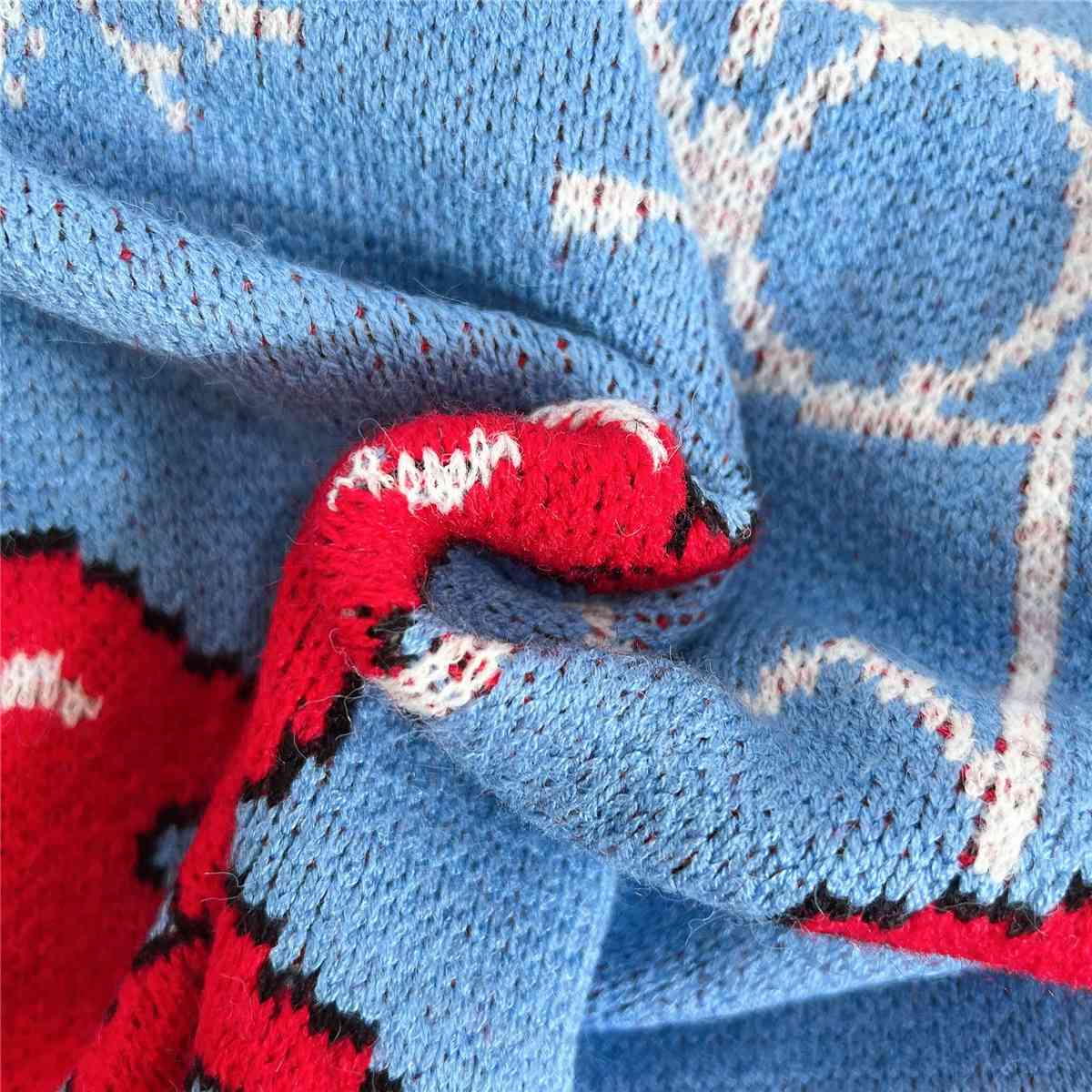 Printed Round Neck Long Sleeve Sweater - AllIn Computer