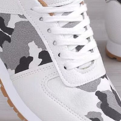 Tied Printed PU Leather Athletic Shoes - AllIn Computer