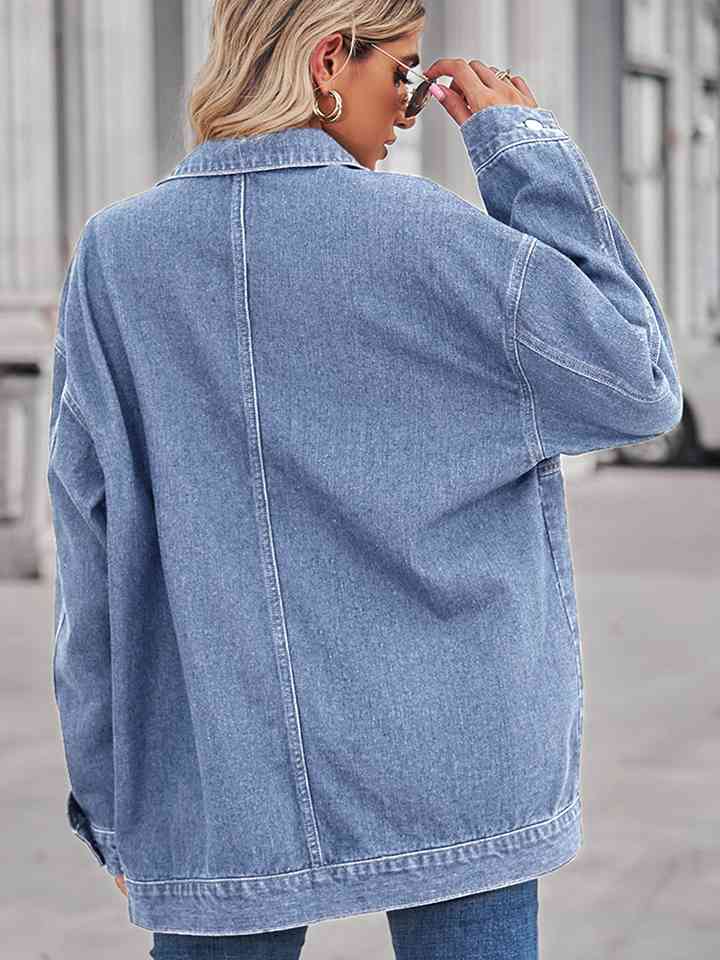 Dropped Shoulder Denim Jacket - AllIn Computer