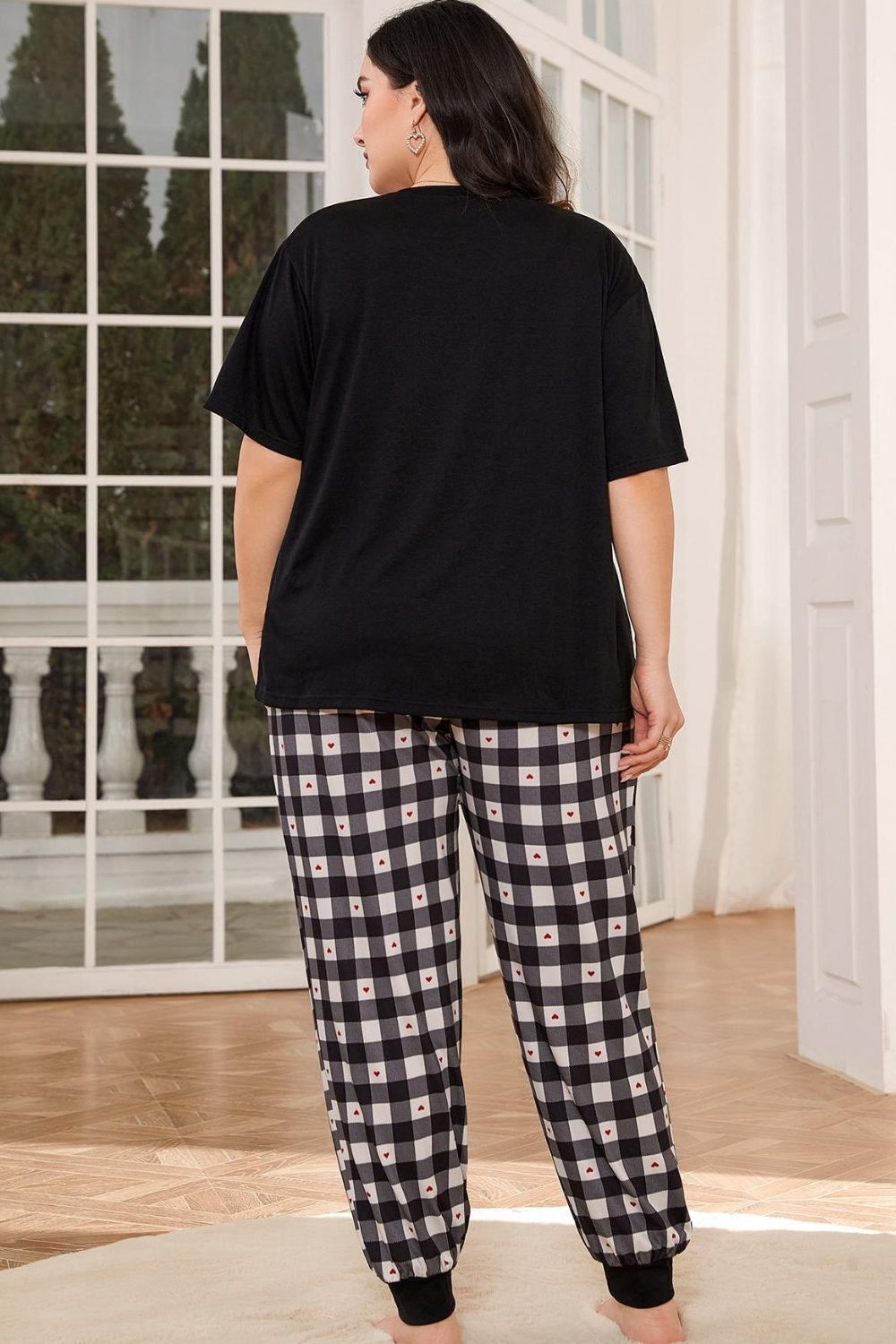 Plus Size Round Neck Short Sleeve Two-Piece Lounge Set - AllIn Computer