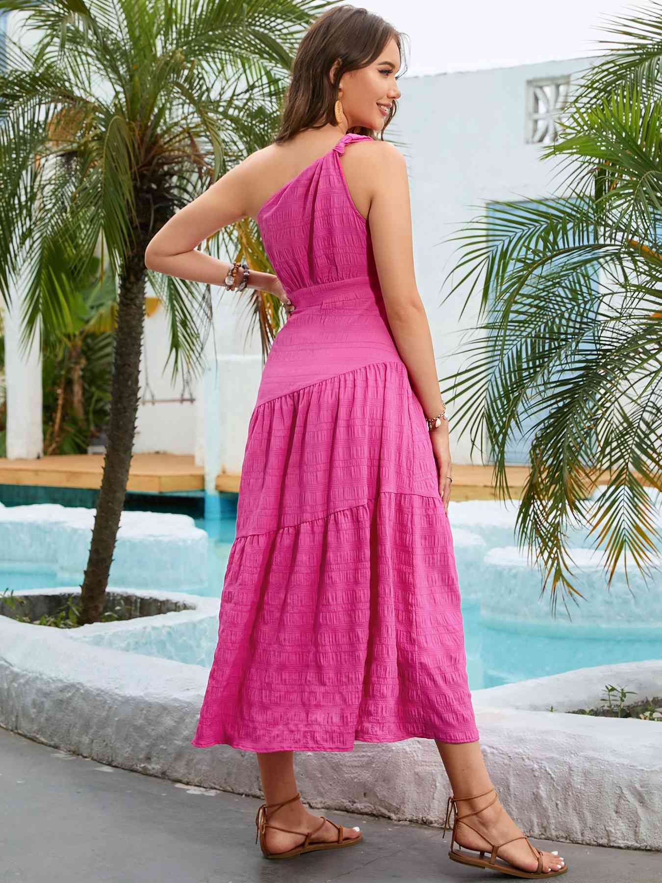 One-Shoulder Sleeveless Midi Dress - AllIn Computer