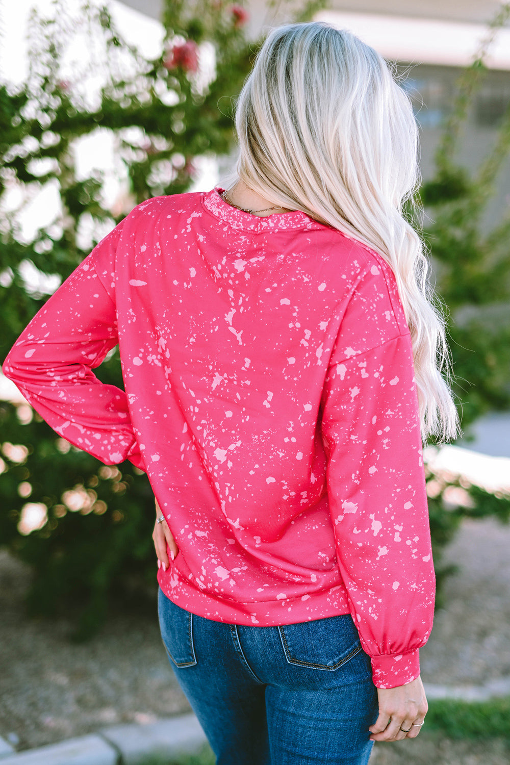 Printed Round Neck Long Sleeve Sweatshirt - AllIn Computer