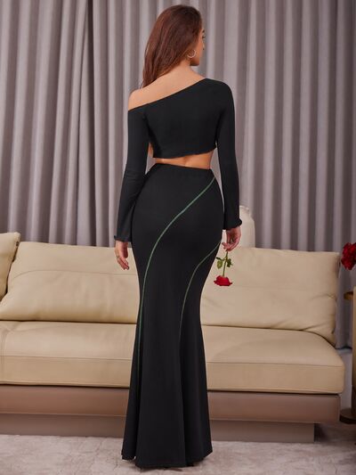 High Waist Contrast Maxi Skirt - AllIn Computer